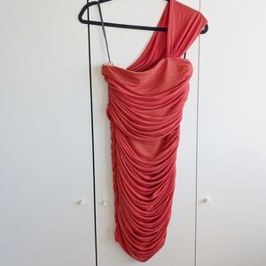 Michael Costello One-Shoulder Honor Dress In Red